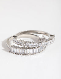 Rhodium Rectangle and Square Stone 2-Pack Rings - link has visual effect only