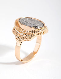 Mix Rhodium Gold Coin Ring - link has visual effect only