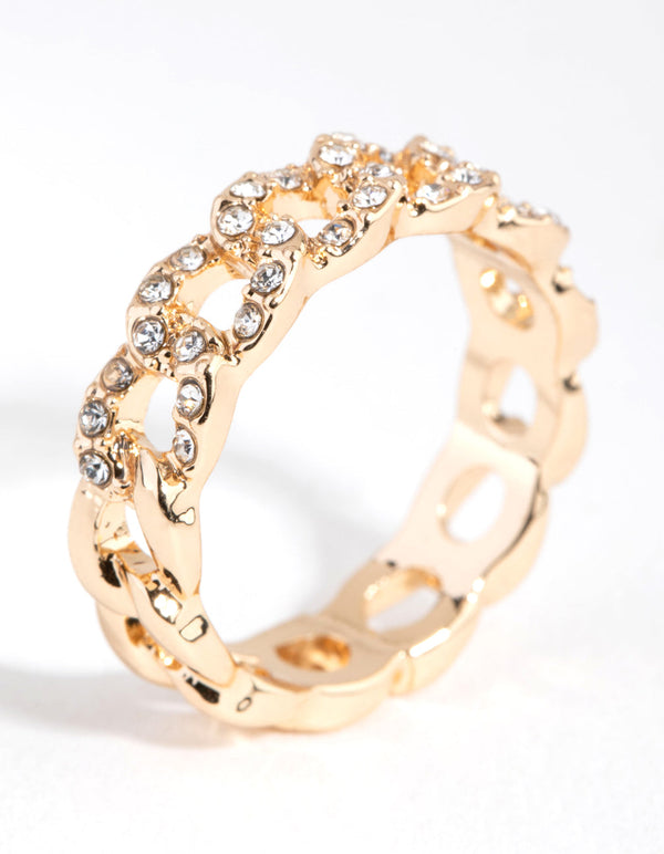 Gold Diamante Link Ring
