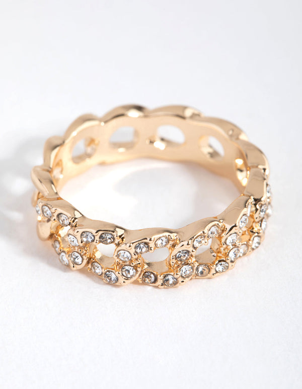 Gold Diamante Link Ring