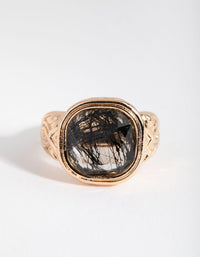 Gold Black Marble Stone Ring - link has visual effect only