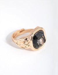 Gold Black Marble Stone Ring - link has visual effect only