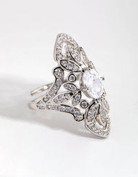 Rhodium Marquise Cubic Zirconia Ring - link has visual effect only