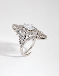 Rhodium Marquise Cubic Zirconia Ring - link has visual effect only