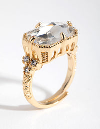 Gold Rectangle Crystal Ring - link has visual effect only