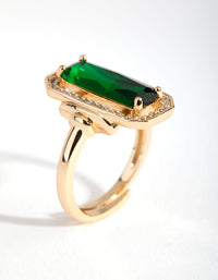 Gold Green Rectangle Cocktail Ring - link has visual effect only