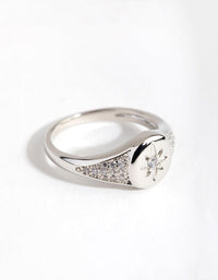 Rhodium Heart Cubic Zirconia Ring - link has visual effect only