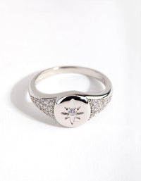 Rhodium Heart Cubic Zirconia Ring - link has visual effect only