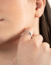 Silver Crossover Band Ring - link has visual effect only