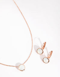 Rose Gold Diamond Simulant Conti Clip-on Earrings and Necklace Set - link has visual effect only