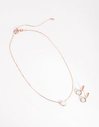 Rose Gold Diamond Simulant Conti Clip-on Earrings and Necklace Set - link has visual effect only