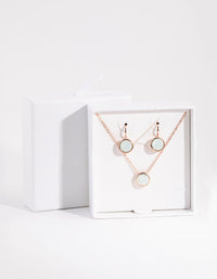 Rose Gold Diamond Simulant Conti Clip-on Earrings and Necklace Set - link has visual effect only