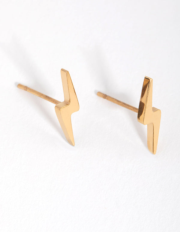 24 Carat Gold Plated Titanium Lightning Stud Earrings