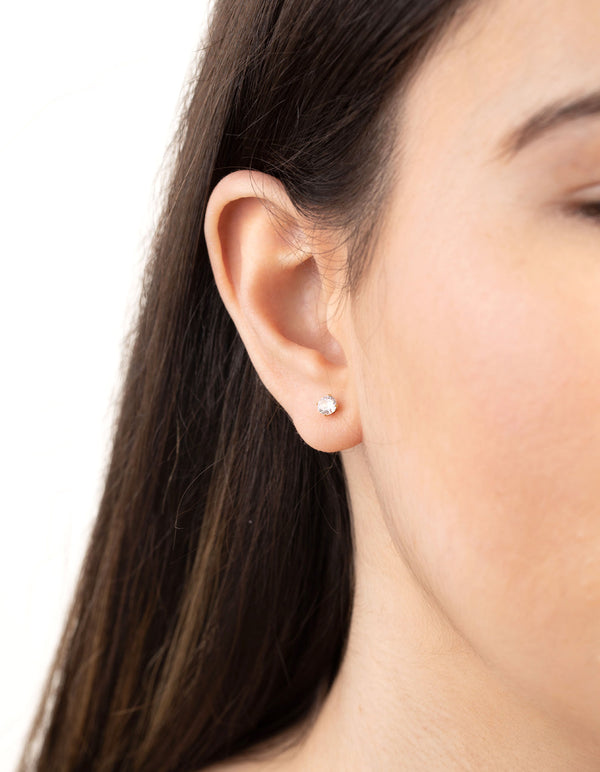 24 Carat Gold Plated Titanium Cubic Zirconia Stud Earrings