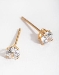 24 Carat Gold Plated Titanium Cubic Zirconia Stud Earrings - link has visual effect only