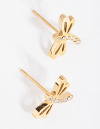 24 Carat Gold Plated Titanium Dragonfly Stud Earrings - link has visual effect only