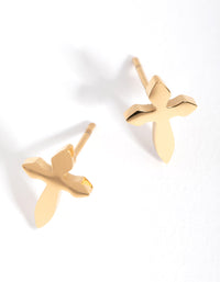 24 Carat Gold Plated Titanium Cross Stud Earrings - link has visual effect only