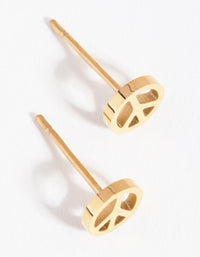 24 Carat Gold Plated Titanium Peace Sign Stud Earrings - link has visual effect only
