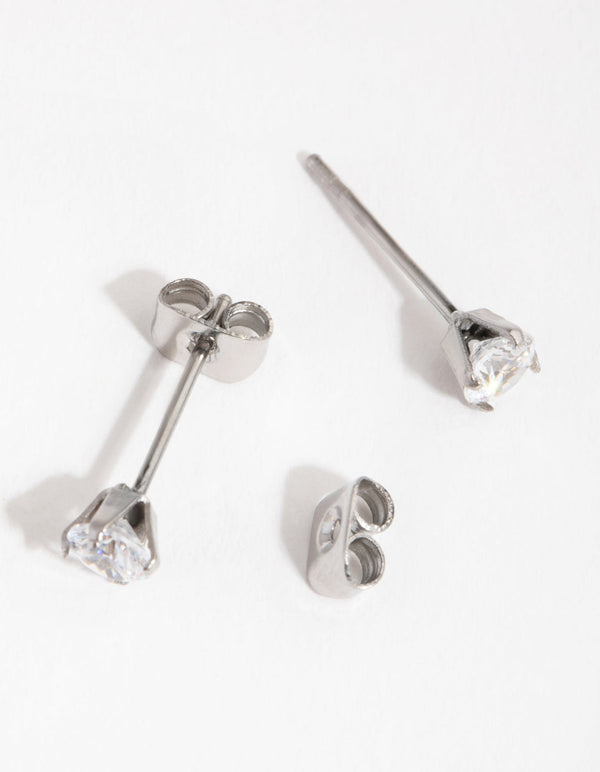 Titanium Cubic Zirconia Stud Earrings