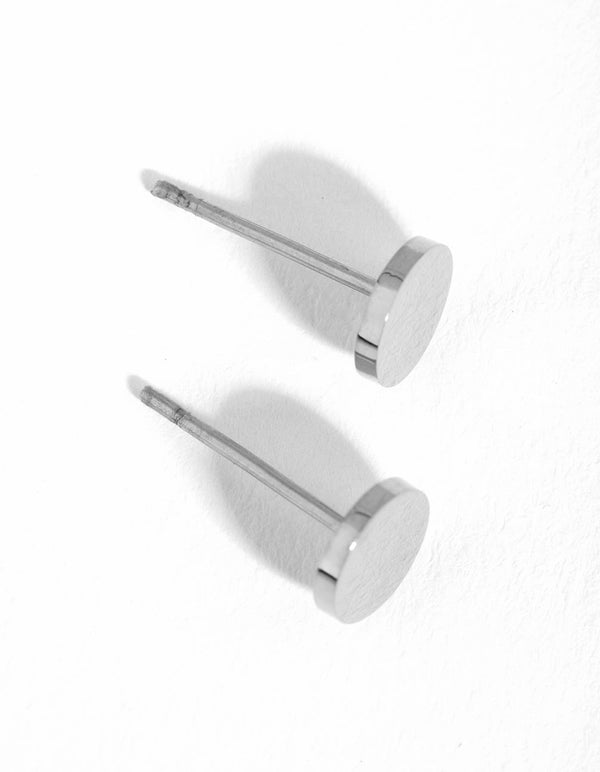Titanium Flat Round Stud Earrings