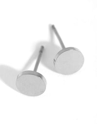 Titanium Flat Round Stud Earrings - link has visual effect only