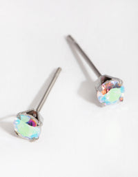 Titanium Round Cubic Zirconia Stud Earrings - link has visual effect only