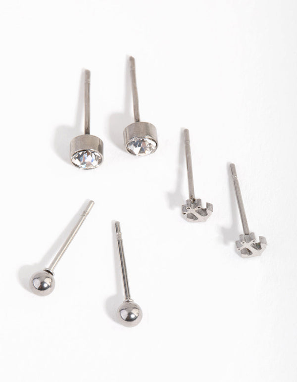 Titanium Sea 3-Pack Stud Earrings