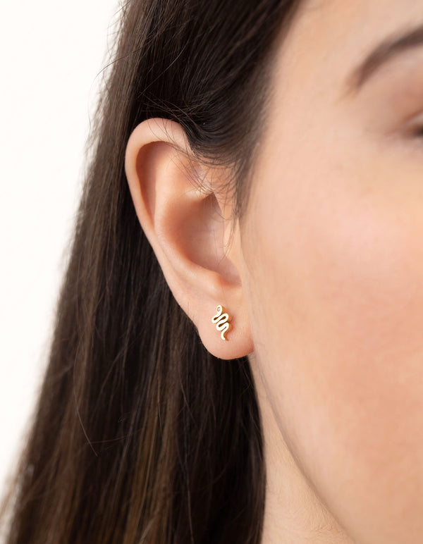 24 Carat Gold Plated Titanium Snake Stud 3-Pack Earrings