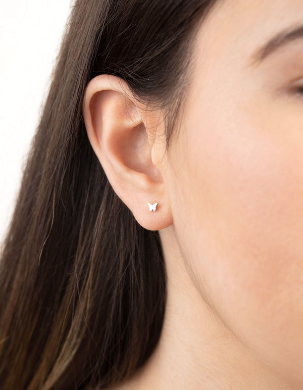 Titanium Heart and Butterfly 3-Pack Stud Earrings