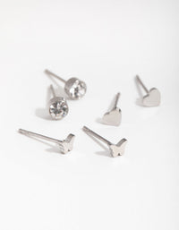 Titanium Heart and Butterfly 3-Pack Stud Earrings - link has visual effect only