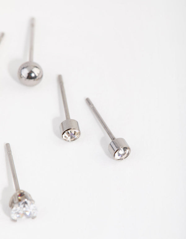 Titanium Love Stud 3-Pack Earrings