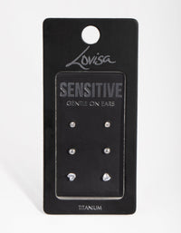 Titanium Love Stud 3-Pack Earrings - link has visual effect only