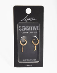 24 Carat Gold Plated Titanium Lightning Huggie Earrings - link has visual effect only