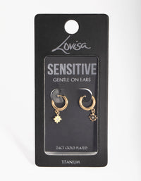 24 Carat Gold Plated Titanium Starlight Huggie Earrings - link has visual effect only