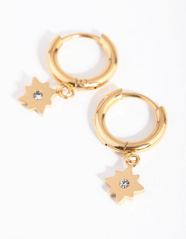 24 Carat Gold Plated Titanium Starlight Huggie Earrings