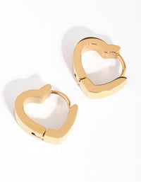 24 Carat Gold Plated Titanium Heart Huggie Earrings - link has visual effect only