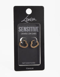 24 Carat Gold Plated Titanium Heart Huggie Earrings - link has visual effect only