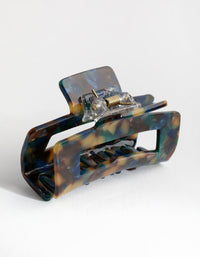 Acetate Green and Black Marble Small Rectangle Clip - link has visual effect only