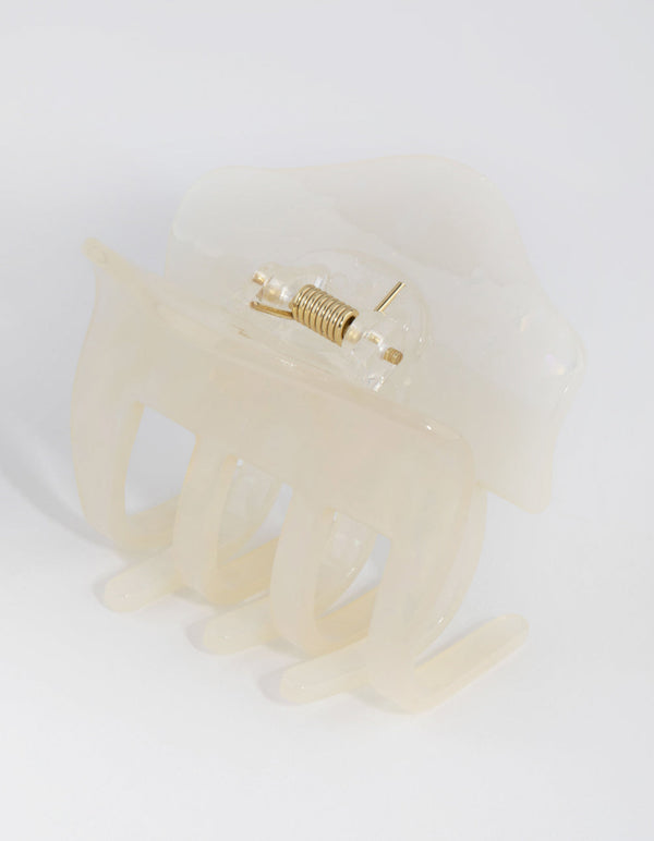 Acetate White Marble Small Clip