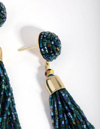 Gold Seedbead Tassel Drop Earrings - link has visual effect only