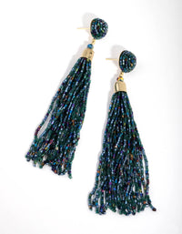 Gold Seedbead Tassel Drop Earrings - link has visual effect only