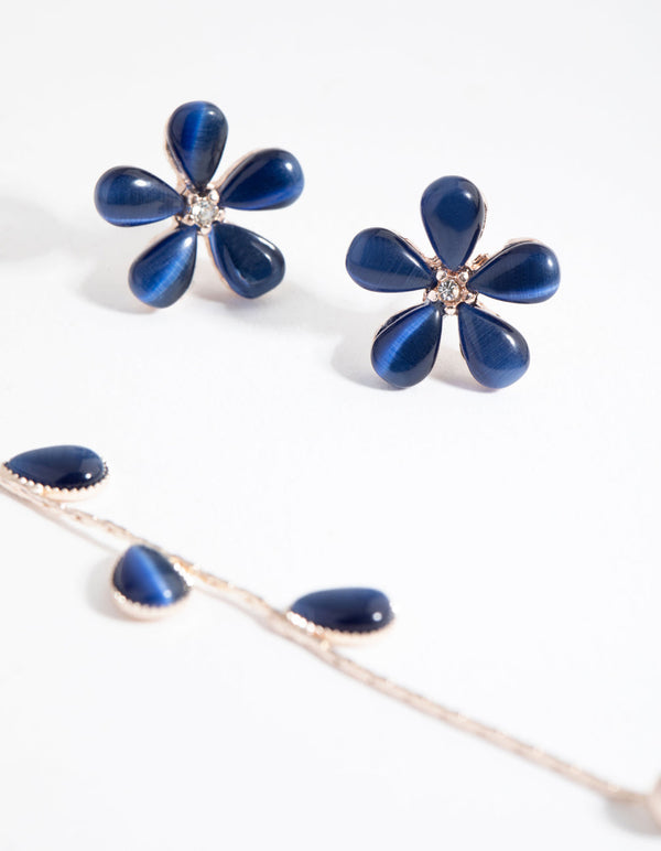 Rose Gold Flower Vibe Ear & Necklace