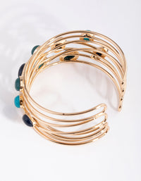Gold Multi Mixed Stone Cuff Bracelet - link has visual effect only