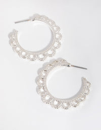 Silver Metal Lace Hoop Earrings - link has visual effect only