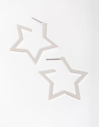 Silver Open Star Hoop Earrings - link has visual effect only