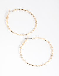 Gold Twist 40mm Hoop Earrings - link has visual effect only