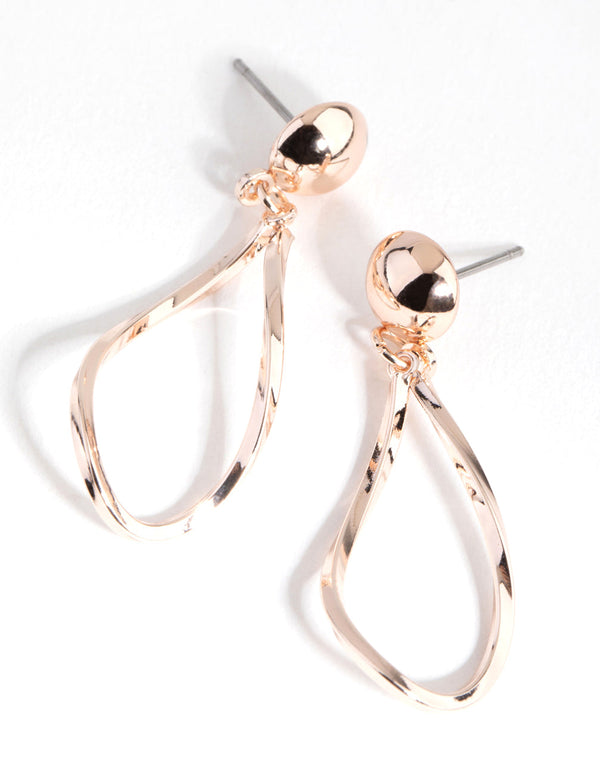 Rose Gold Twirl Drop Earrings