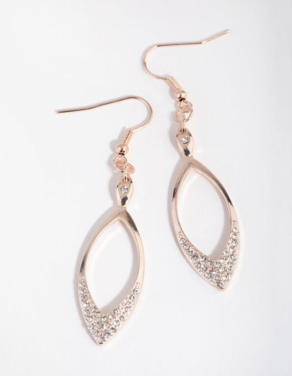 Rose Gold Curved Point Drop Earrings