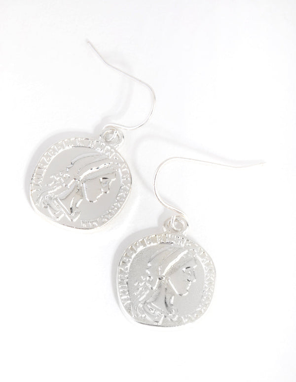 Silver Classic Coin Drop Earrings