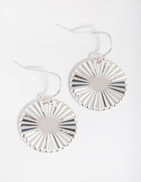 Silver Textured Fan Disc Drop Earrings - link has visual effect only